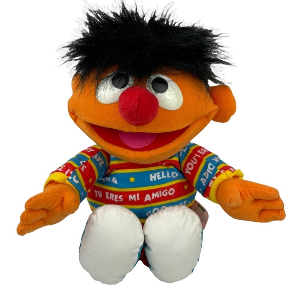 Sesame Street Vintage 1995 16” Ernie Stuffed Animal Talking Bilingual